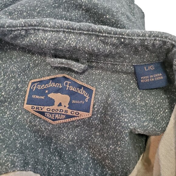 Freedom Foundry Mens Cotton Button-Up Pocket Green Shirt Large - Picture 7 of 9